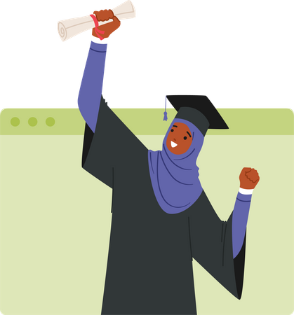 Muslimisches Mädchen mit Diplom  Illustration