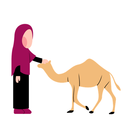 Muslimisches Mädchen mit Kamel  Illustration