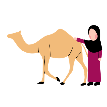 Muslimisches Mädchen mit Kamel  Illustration