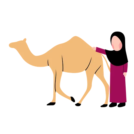 Muslimisches Mädchen mit Kamel  Illustration