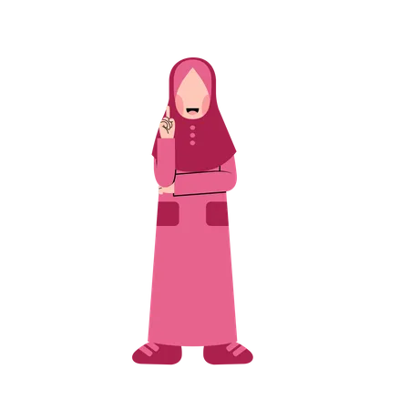 Muslimisches Mädchen mit Lösung  Illustration