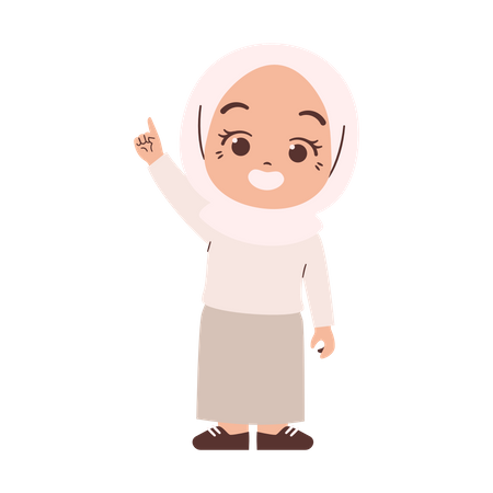 Muslimisches Mädchen mit Zeigefinger  Illustration