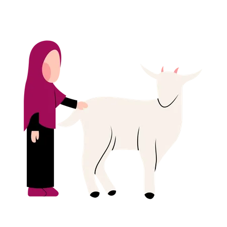 Muslimisches Mädchen mit Ziege  Illustration