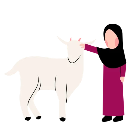 Muslimisches Mädchen mit Ziege  Illustration