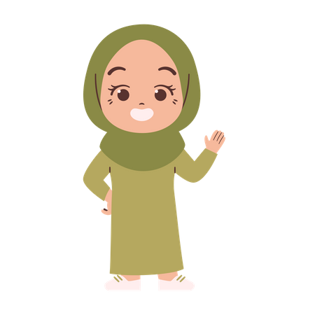 Muslimisches Mädchen sagt Hallo  Illustration
