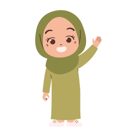 Muslimisches Mädchen winkt mit der Hand  Illustration