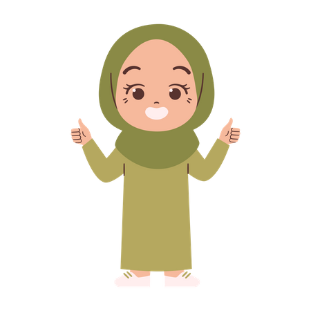 Muslimisches Mädchen zeigt Daumen hoch  Illustration