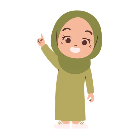 Muslimisches Mädchen zeigt mit dem Finger  Illustration