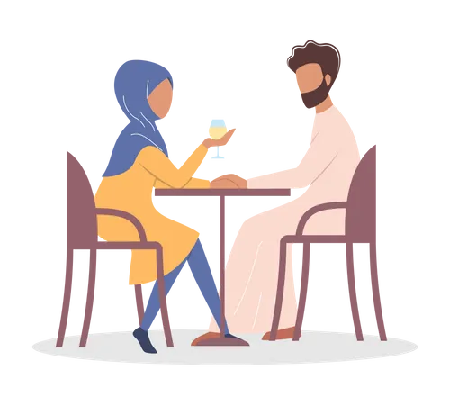 Muslimisches Paar bei einem romantischen Date  Illustration