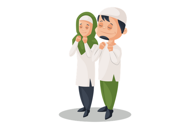 Muslimisches Paar betet zusammen  Illustration