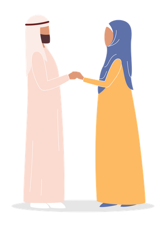 Muslimisches Paar hält Hand in Hand  Illustration