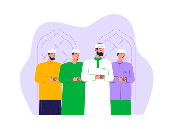 Muslims doing namaz in masjid  Illustration
