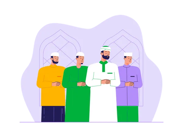 Muslims doing namaz in masjid  Illustration