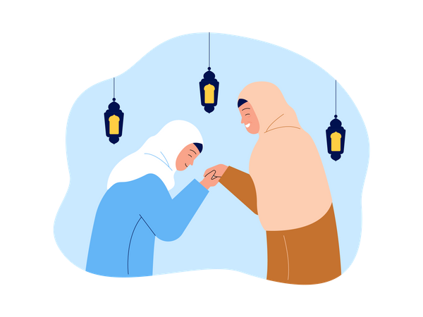 Muslims forgive each other in ramadan  Illustration