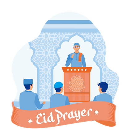 Muslims perform Eid prayers together  Illustration