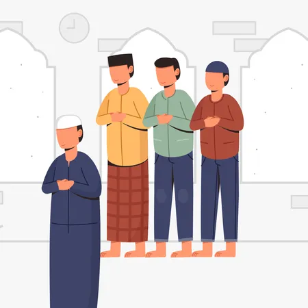 Muslims Perform Prayers Illustration Illustration