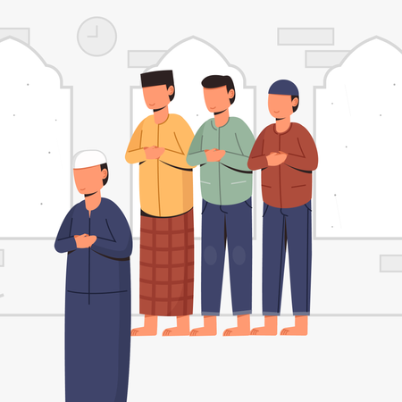 Muslims Perform Prayers  Illustration