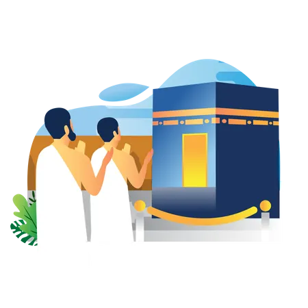 Muslims performs Islamic Hajj Pilgrimage  Illustration