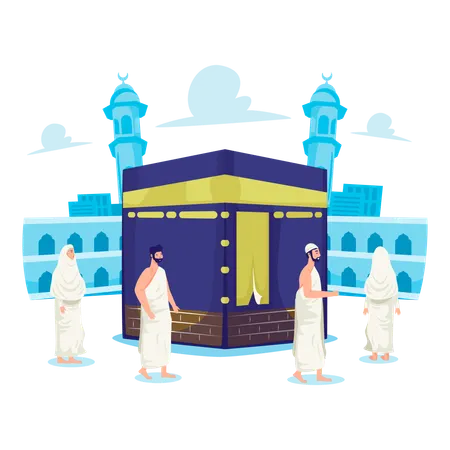 Muslims walking around Kaaba  Illustration