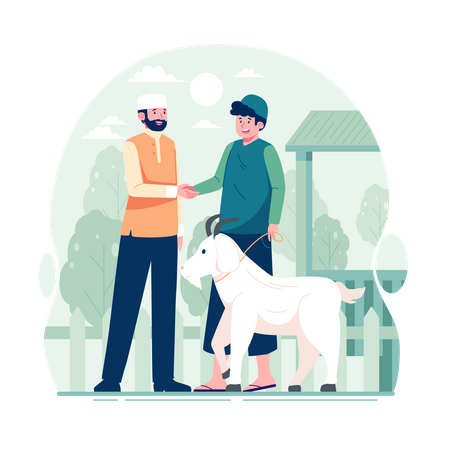 Muslims with goat  イラスト