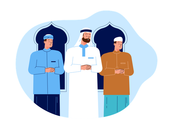 Muslims worship together  Illustration