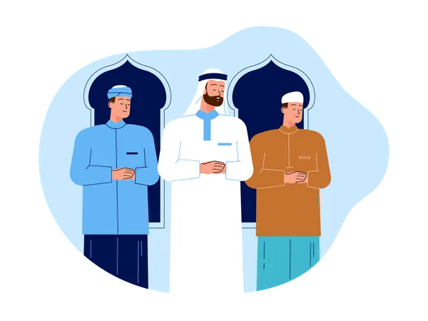 Muslims worship together  Illustration