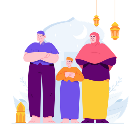 Muslims worship together  Illustration