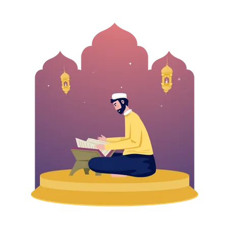 Musulmán lee el Corán  Ilustración