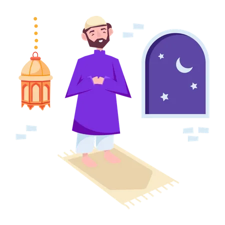Una Ilustracion Plana Editable De Oracion Musulmana Ilustración