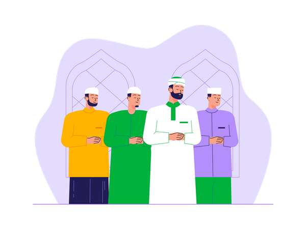 Musulmanes haciendo namaz en masjid  Ilustración