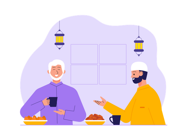 Les musulmans font le dîner du ramadan entre eux  Illustration