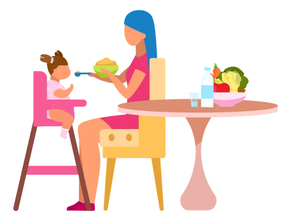 Mutter füttert Baby  Illustration