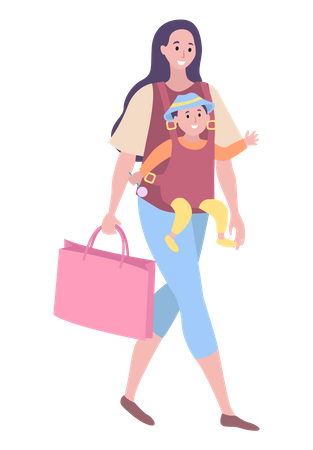 Mutter mit Baby in der Babytrage  Illustration