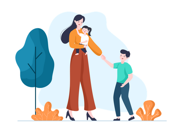 Mutter mit Kindern  Illustration