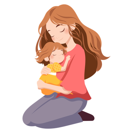 Mutter schenkt ihrem Kind Liebe  Illustration