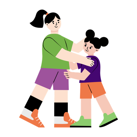 Mutter umarmt Tochter  Illustration