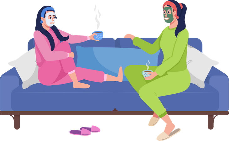 Mutter und Tochter entspannen auf dem Sofa  Illustration