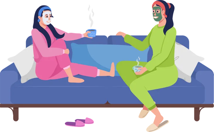 Mutter und Tochter entspannen auf dem Sofa  Illustration