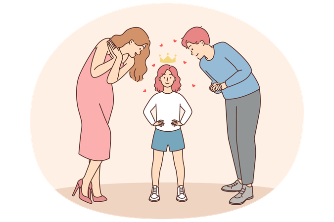 Mutter und Vater zeigen Bewunderung für kleines Mädchen  Illustration