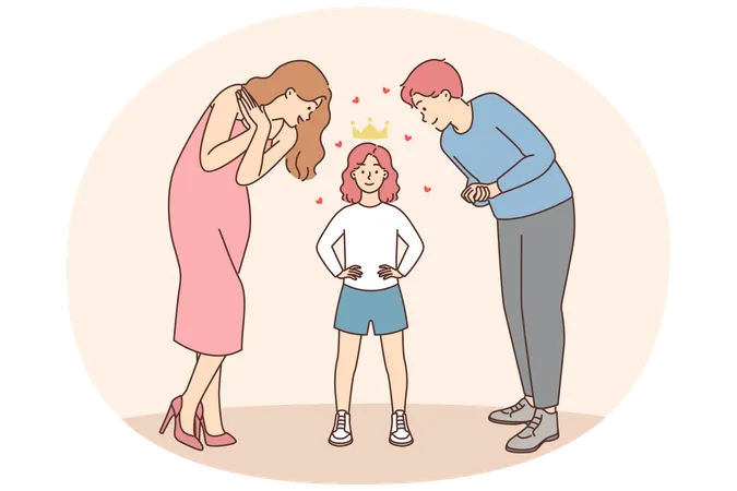 Mutter und Vater zeigen Bewunderung für kleines Mädchen  Illustration