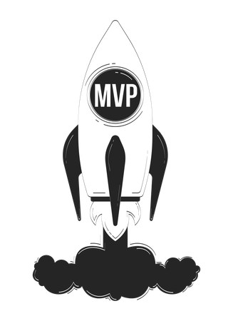 Lançamento de foguete de startup MVP  Ilustração