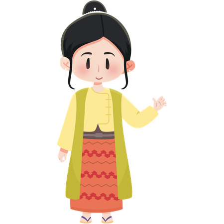 Myanmar longyi girl  Illustration