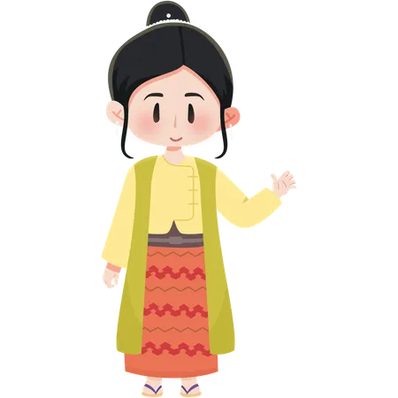 Myanmar longyi girl  Illustration