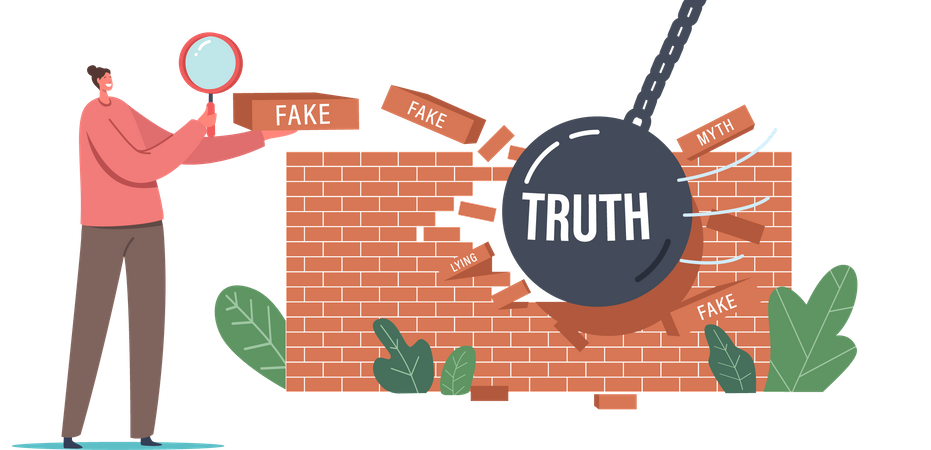 Mythen und Fakten Social Media Fälschung Informationen  Illustration