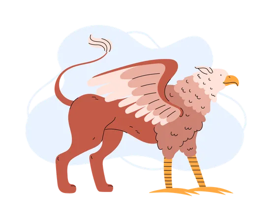 Mythological Griffin Or Gryphon Fantasy Creature From Ancient Legends With Bird Head And Lion Body Flat Vector Illustration Isolated On White Background Illustration