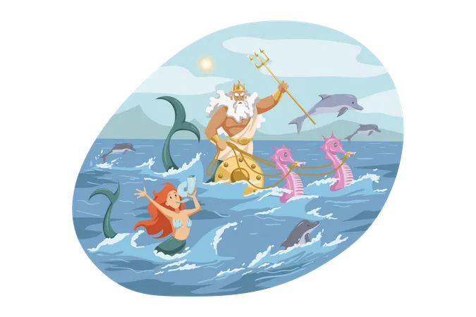 Mythology greece olympus god neptune  Illustration