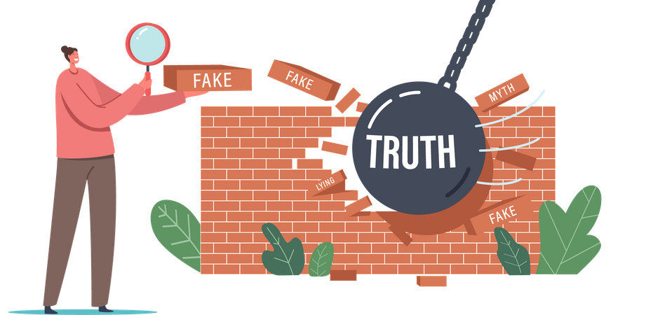 Myths and Facts Social Media Forgery Information  Illustration