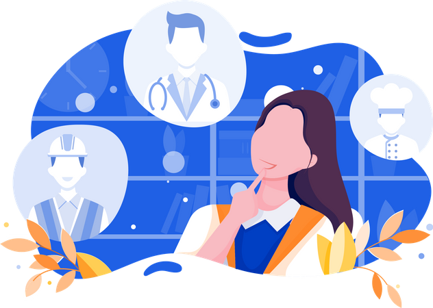 Nachdenken über den zukünftigen Job Illustration