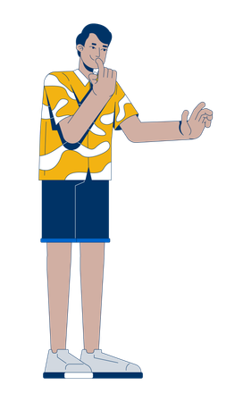 Nachdenklicher indischer Mann im lässigen Sommeroutfit  Illustration