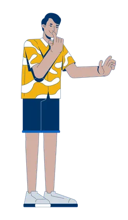 Nachdenklicher indischer Mann im lässigen Sommeroutfit  Illustration